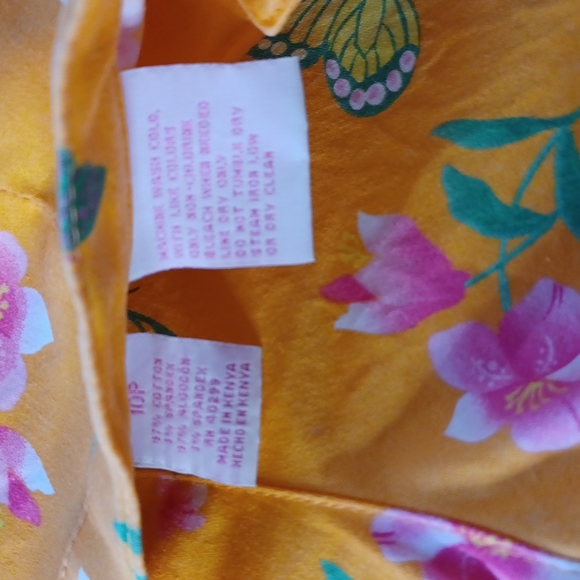 Pappagallo tangerine orange petite with butterflies and flowers side zipper - Picture 5 of 10